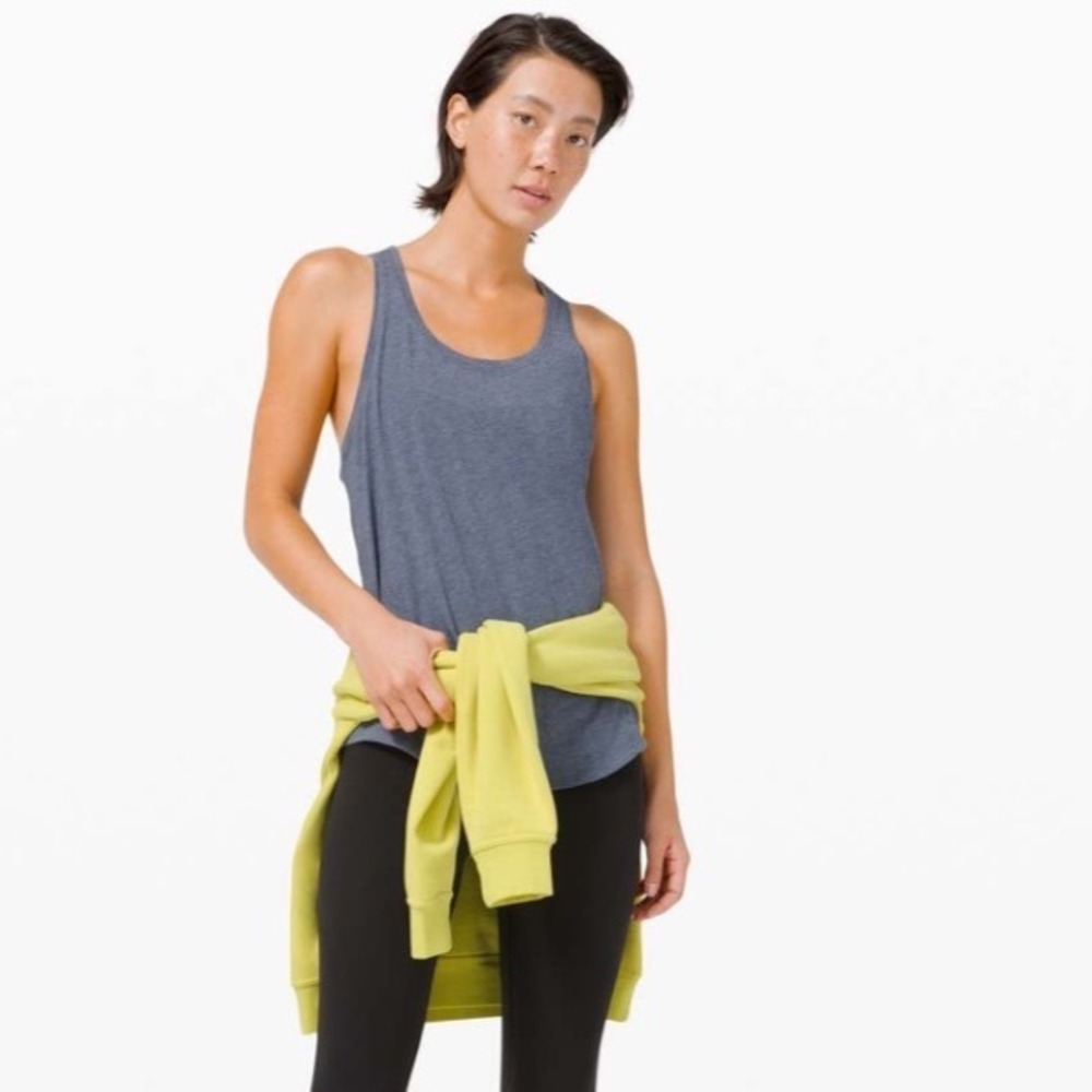 Lululemon Love Tank Pleated Heathered Blue Racerback Size 8 - Picture 2 of 10